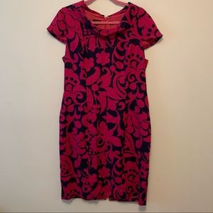 Talbots pink and navy cowl neck dress Size 14